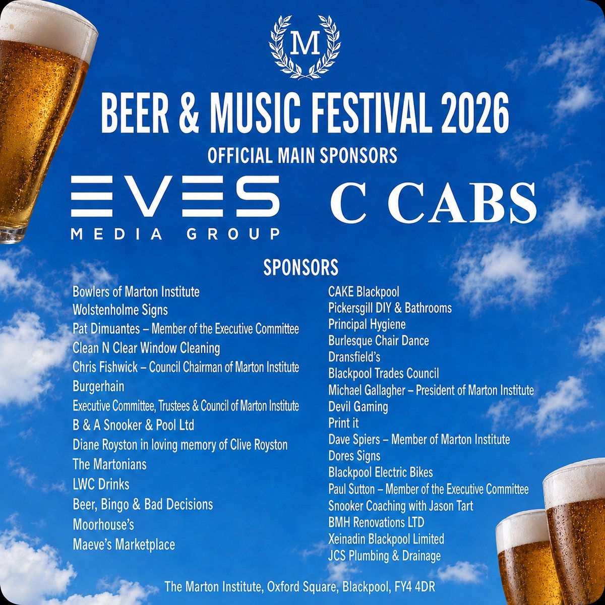 Beer & Music Festival 2026 sponsorship artwork